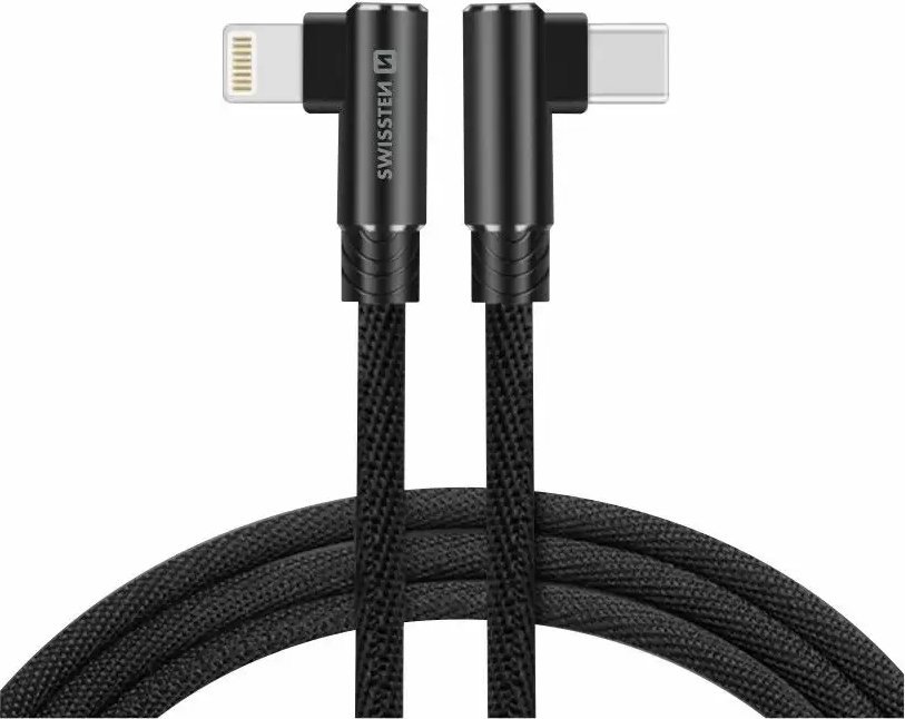 Kabllo karikimi Swissten Arcade, USB C në Lightning, 1.2m, 3A, e zezë