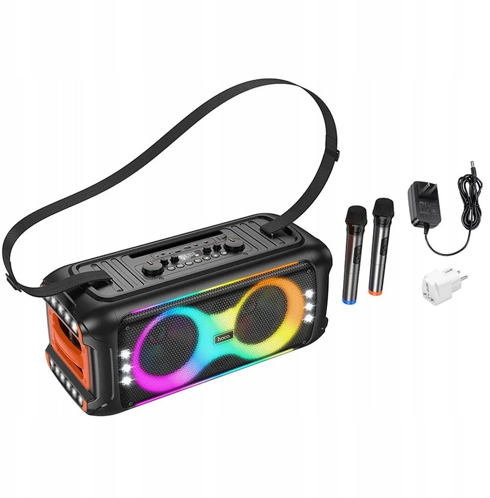 Boks karaoke Hoco HA9, 60W, 2 mikrofonë wireless, i zi
