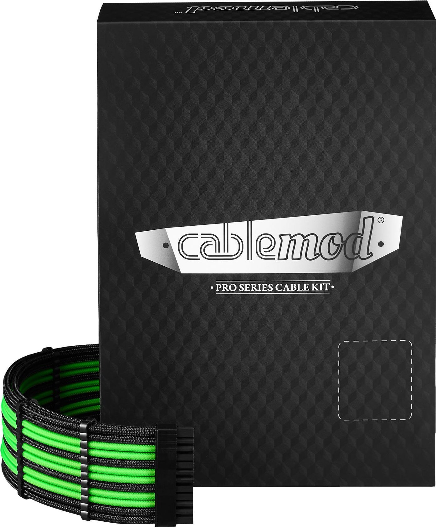 Set kabllosh PSU CableMod C-Series Pro ModMesh 12VHPWR për Corsair RMi RMx, 16 pin në 3 x 8 pin PCIe, e zezë jeshile