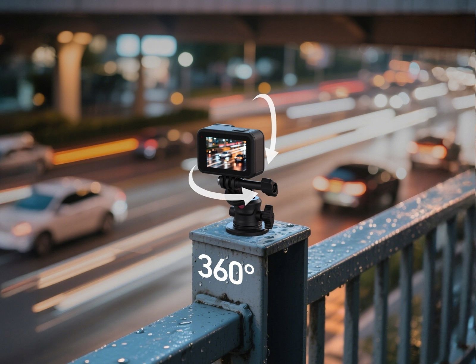 Mbajtëse magnetike Telesin me kokë sferike për action cam, montim metalik, kompakte, e zezë