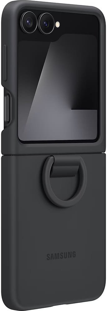 Mbulesë silikoni Samsung me unazë Galaxy Z Flip7 FE Z Flip6, e zezë