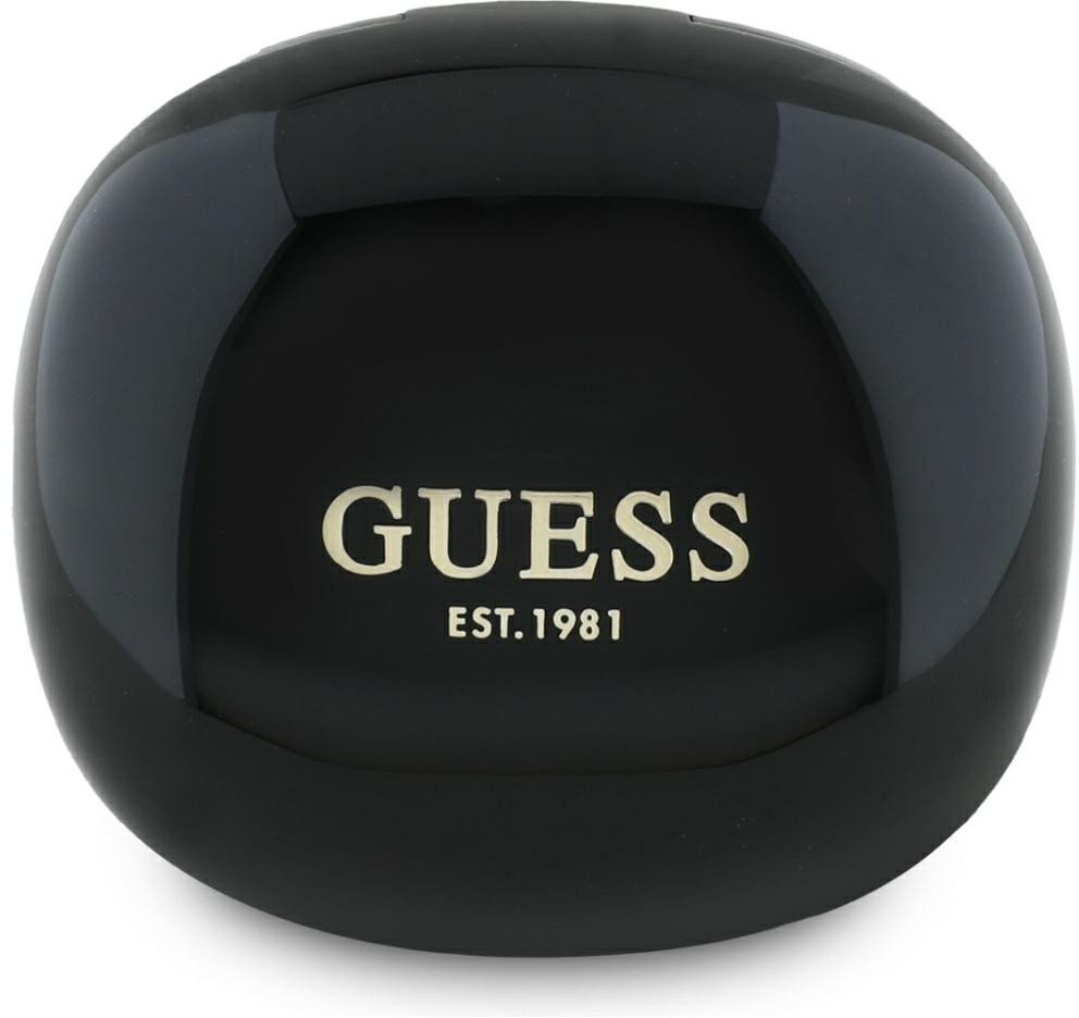 Kufje wireless Guess Glossy Classic Logo TWS, me Bluetooth, me kuti karikimi, të zeza