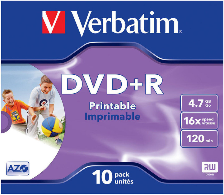 Слика на Verbatim DVD + R 4,7 GB 4x, 10 парчиња, печатење, кутија