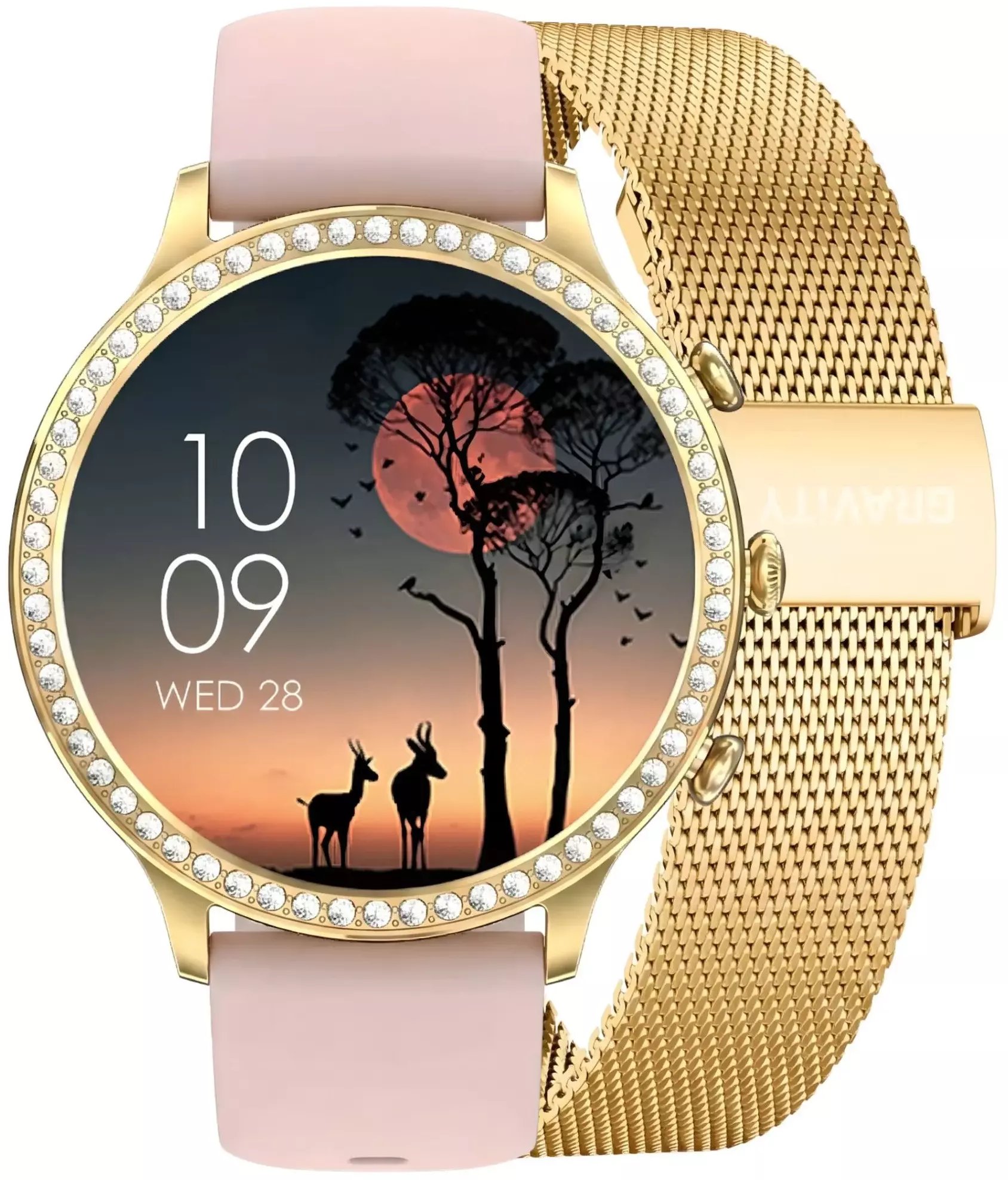 Smartwatch për gra Gravity GT5-3, 1.32", Bluetooth 5.2, rozë ari