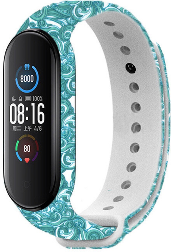 Rrip RhinoTech për Xiaomi Mi Band 5, i bardhë / kaltër