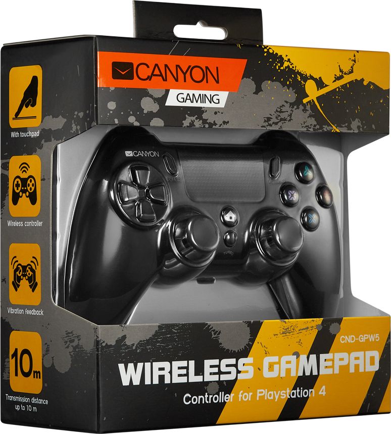 Gamepad Canyon GP-W5, me kabllo 3m, për PS4, i zi