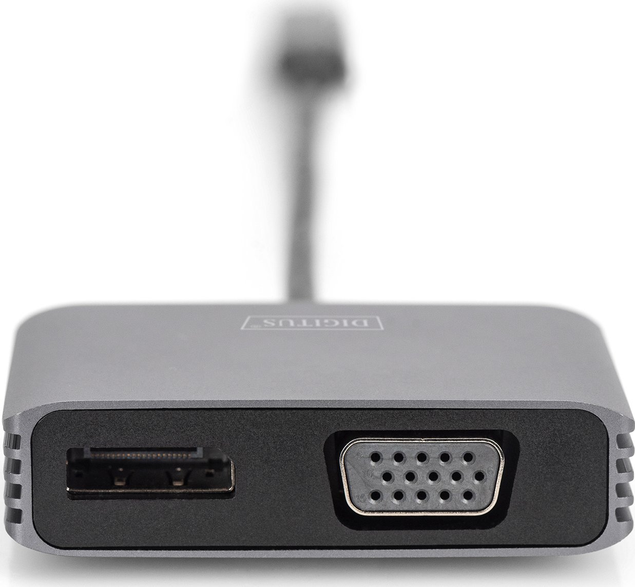 Adapter USB Digitus USB C në DisplayPort dhe VGA, 0.2m, 4K Ultra HD, gri