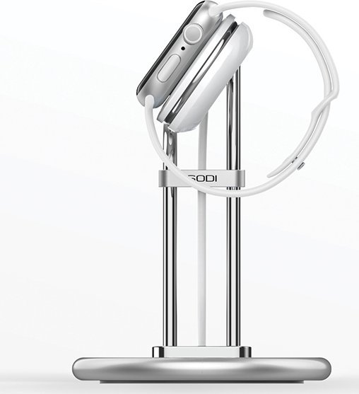 Stativ për Apple Watch Sodi SAW-300, bazë karikimi, alumini, argjend
