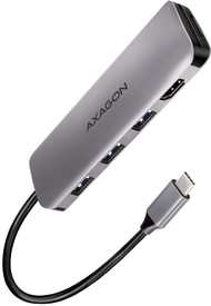 Hub shumëfunksional AXAGON HUB 6në1 USB 3.2 Gen 1, 3x USB-A, HDMI, SD/microSD, PD 100W, kabllo USB-C 20cm