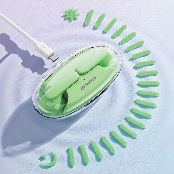 Kufje wireless Awei T85, Bluetooth 5.3, TWS, të gjelbra