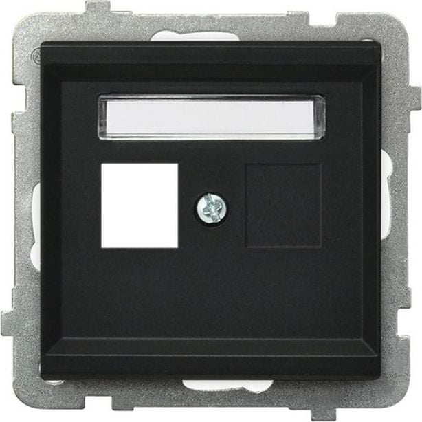 Strehë njëfishtë për prizë kompjuteri Ospel SONATA GPK-1R/p/33, IP20, e zezë metalike