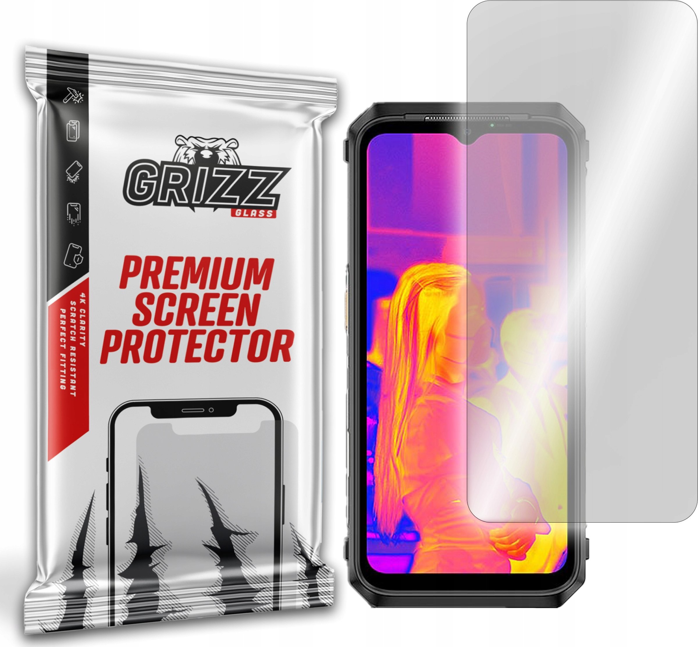 Xham mbrojtës GrizzGlass Hybrid Glass për Ulefone Armor 18T, fleksibël, transparencë e lartë, transparent