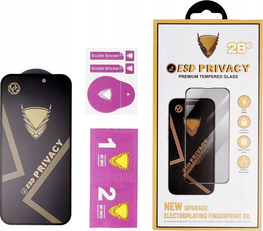 Заштитно стакло за екран Privacy OG Premium за iPhone X Xs 11 Pro, калено стакло, црно