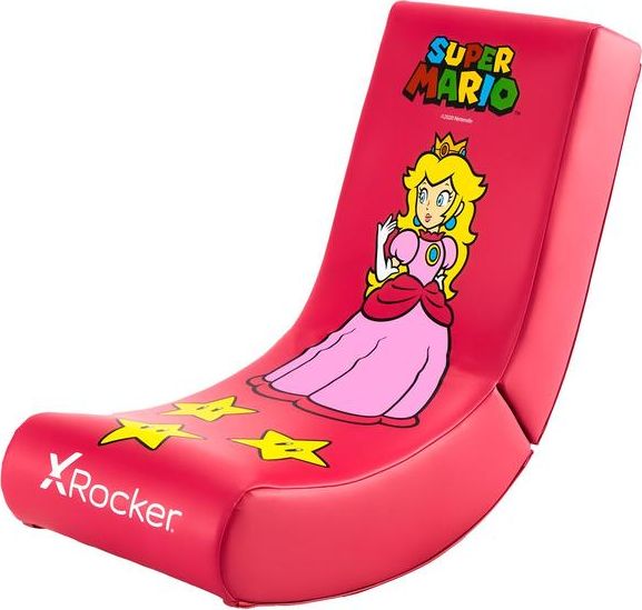 Karrige lojërash X Rocker Princess Peach, e palosshme, ulëse dyshemeje, shumëngjyrëshe