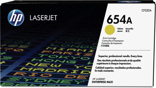 HP 654A, CF332A, касета со жолт тонер