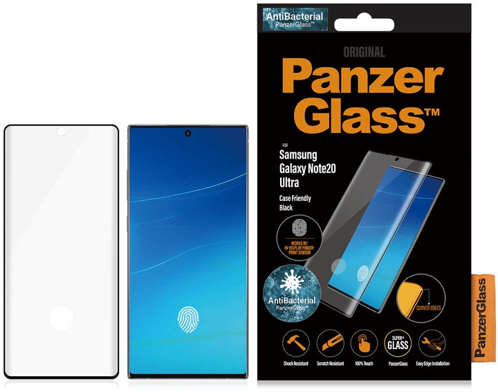 Xham mbrojtës antibakterial PanzerGlass Premium për Samsung Galaxy Note 20 Ultra, e zezë