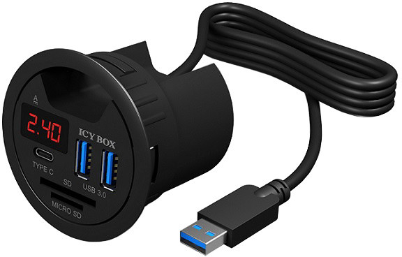 USB Hub, Icy Box,  USB-C, 2x USB 3.0, 2x slote për karta të memories