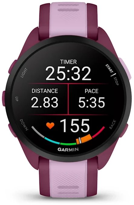 Паметен часовник Garmin Forerunner 165 Music, 43mm AMOLED, GPS, berry lejla