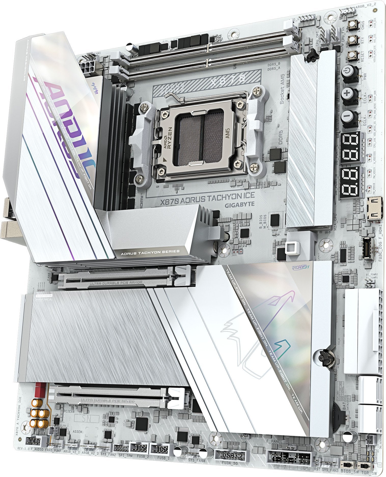 Pлоча Gigabyte X870 A Tachyon Ice, приклучок AM5, чипсет AMD X870, E-ATX