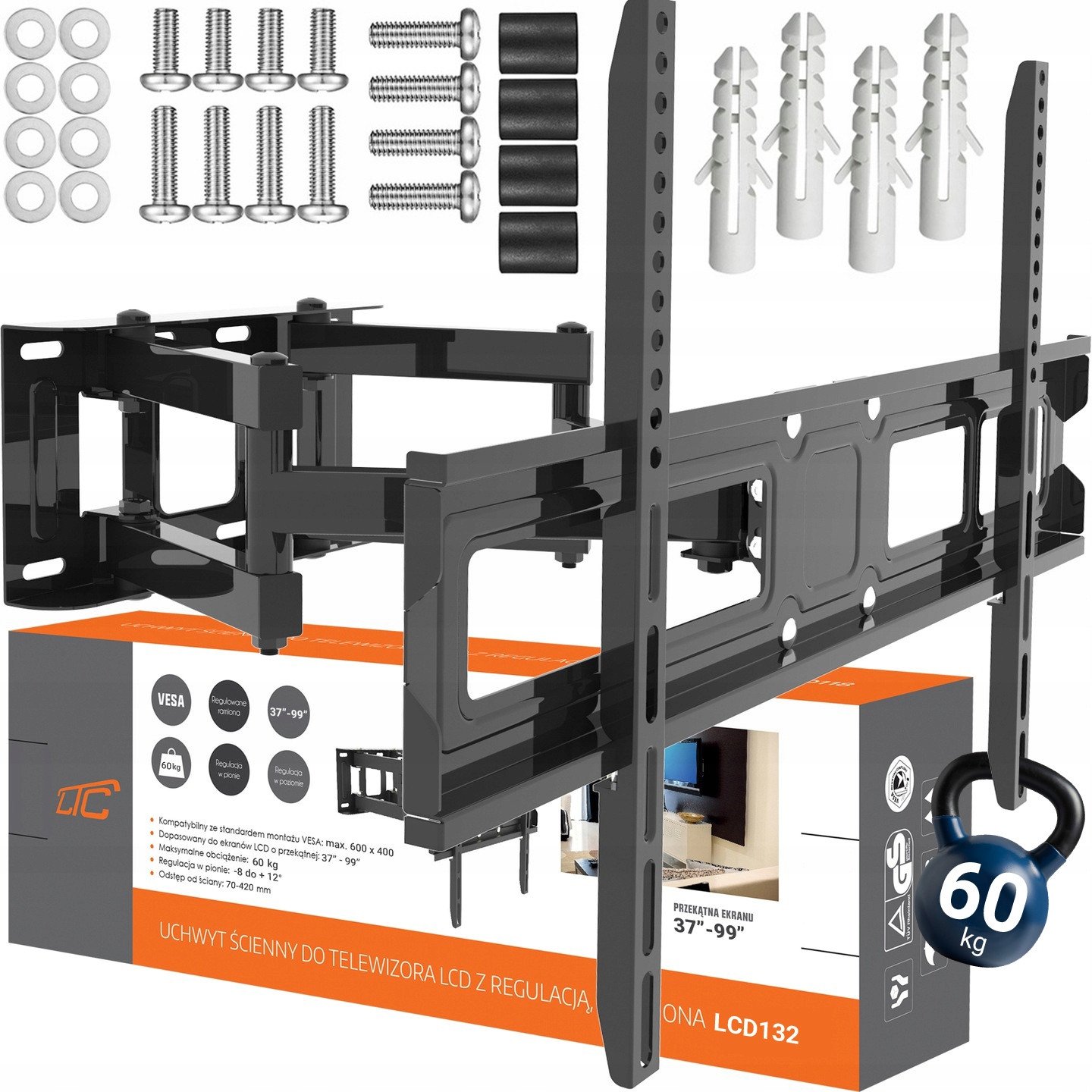 Mbajtës televizori Lamex LXLCD132, 37"-90", deri 60kg, i zi