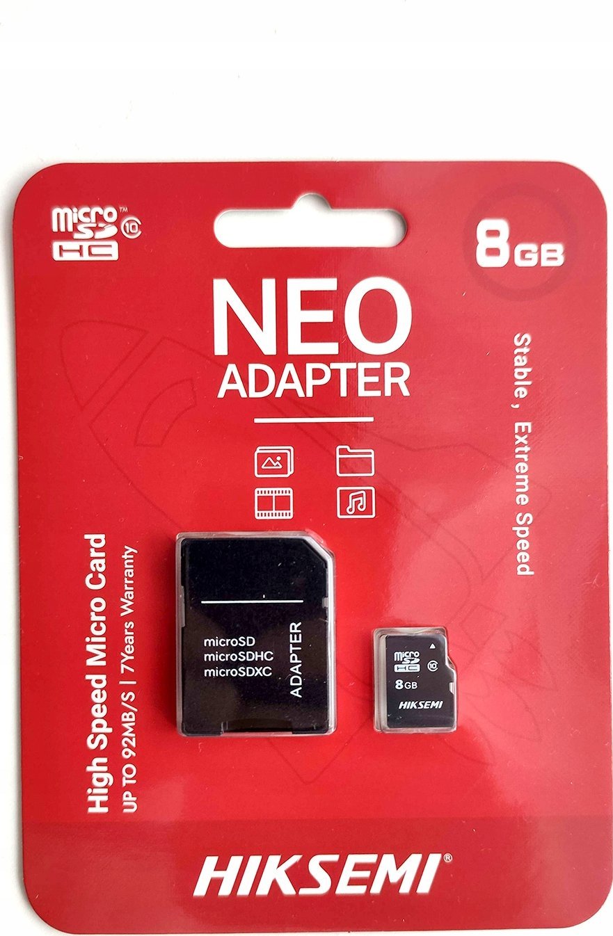 Kartë memorie microSDHC Hikvision 8GB, Class 10 V10, e zezë