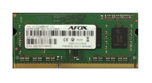 Memorie për laptop AFOX, 8GB, DDR3, 1600 MHz, e zezë