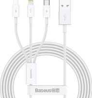 Kabllo Baseus Superior - USB në USB-C, microUSB dhe Lightning, 1.5m, e bardhë