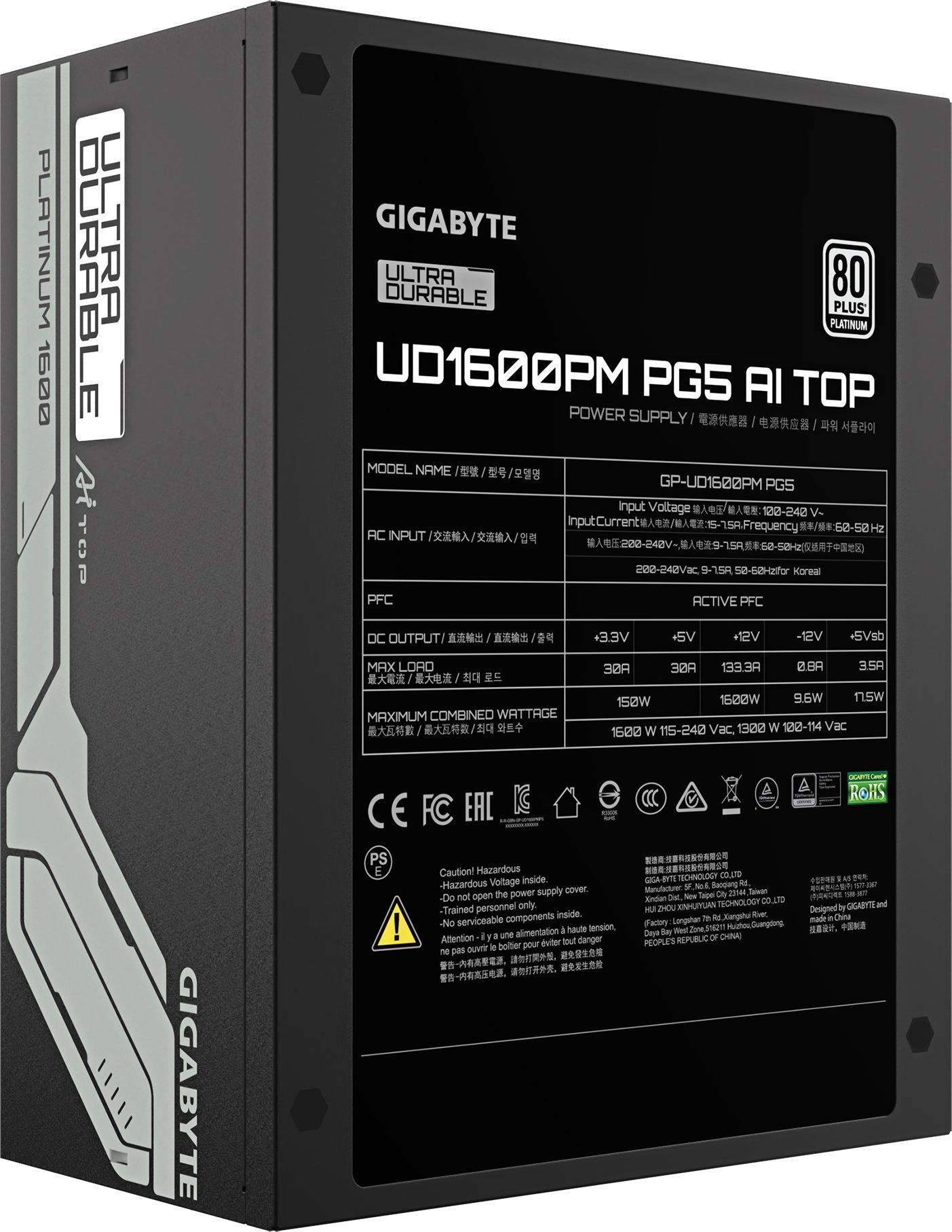 Furnizues energjie GIGABYTE UD1600PM PG5 AI TOP, 1600 W, ATX, i zi