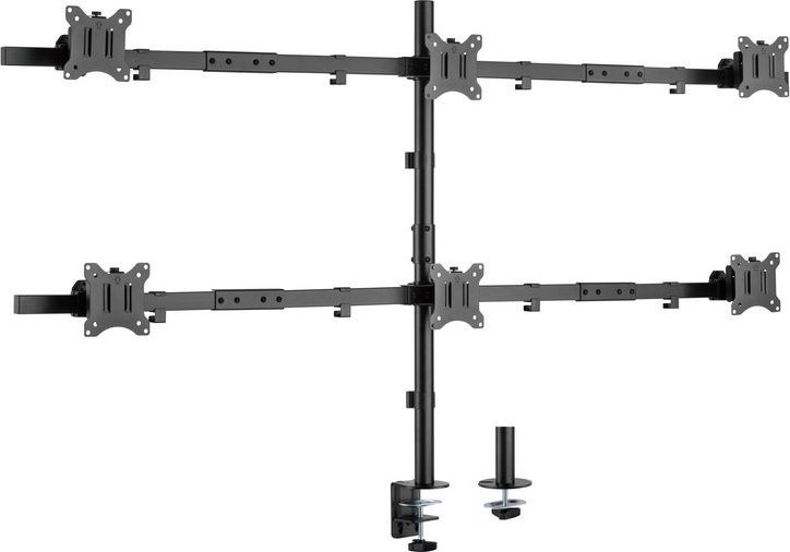 Krah tavoline për monitorë LevelOne Equip 650160, 6 monitorë 17"-32", çelik, i zi