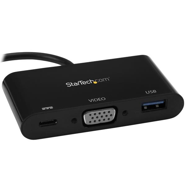 Përshtatës StarTech USB-C në VGA + USB-C + USB, i zi