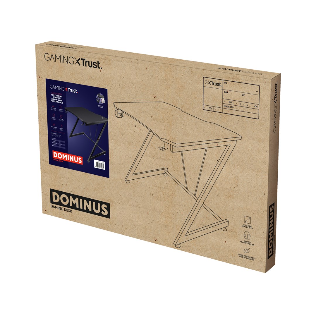 Гејминг маса Trust GXT 711X Dominus, 65 kg, ABS/PC, црна