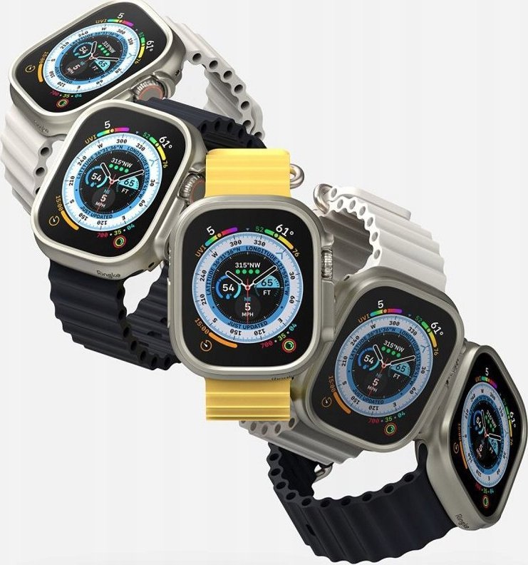 Mbulesë Ringke Slim për Apple Watch Ultra 49mm, set 2 copë, transparente dhe gri titanium