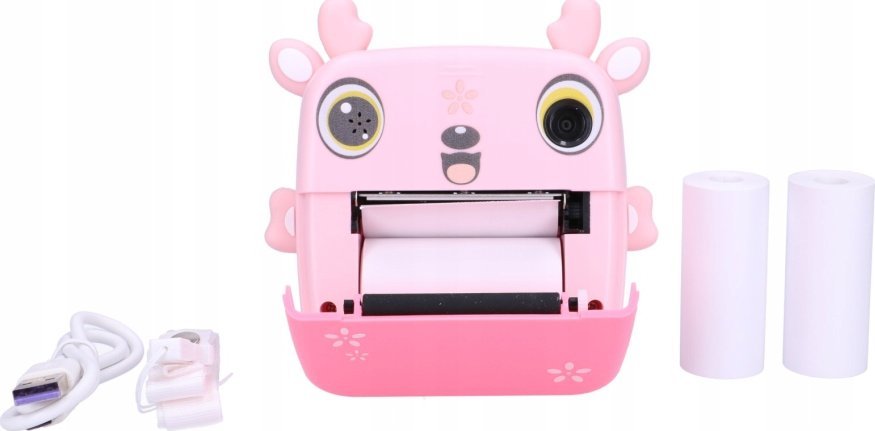 Printer termik Extralink EPP-005, Bluetooth, set me 3 rrotulla letër, rozë