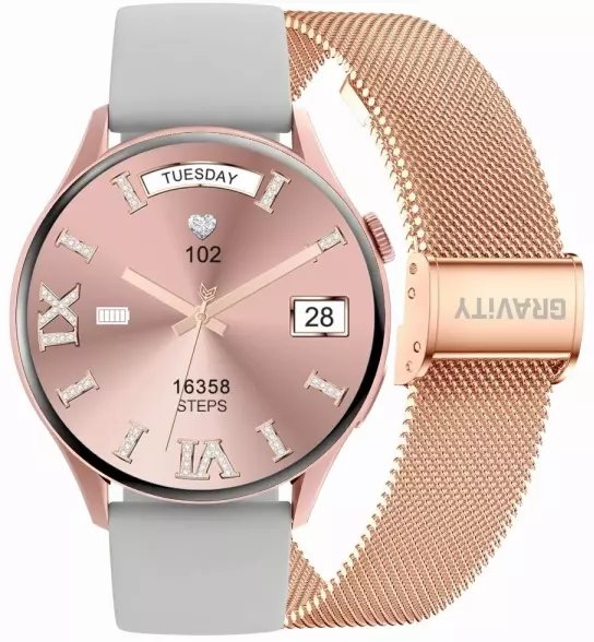 Orë inteligjente GRAVITY GT5-7 për gra, ekran IPS, IP68, rozë gold