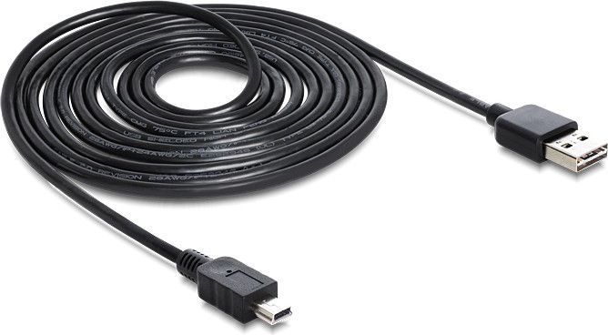 Kabllo USB DeLock (83365), USB-A në miniUSB, 5 m, e zezë