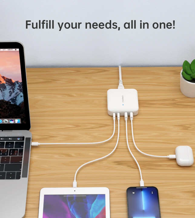 Karikues Choetech PD8008, 2xUSB-C, 2xUSB-A, GaN, 100W