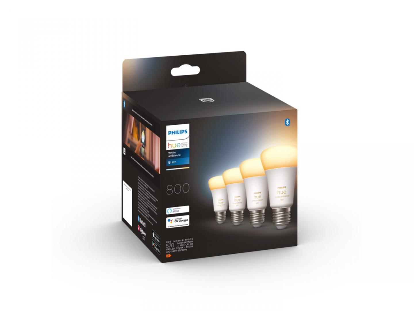 Set llamba inteligjente Philips Hue E27, 6W, Bluetooth, të bardha rregullueshme