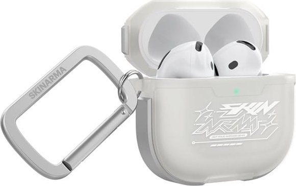 Заштитен капак за слушалки Apple AirPods 4 Skinarma Kinzoku Frost, со карабинер, проѕирен