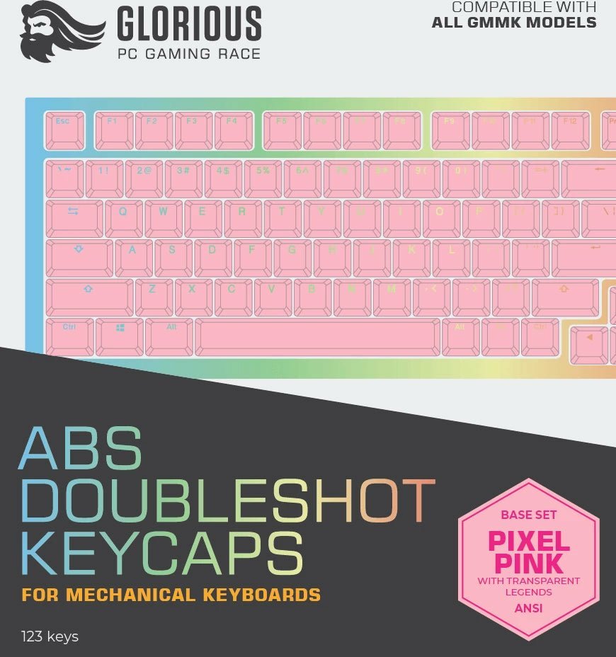 Капачиња за тастатура Glorious ABS Doubleshot V2, OEM профил, англиски US распоред, розова