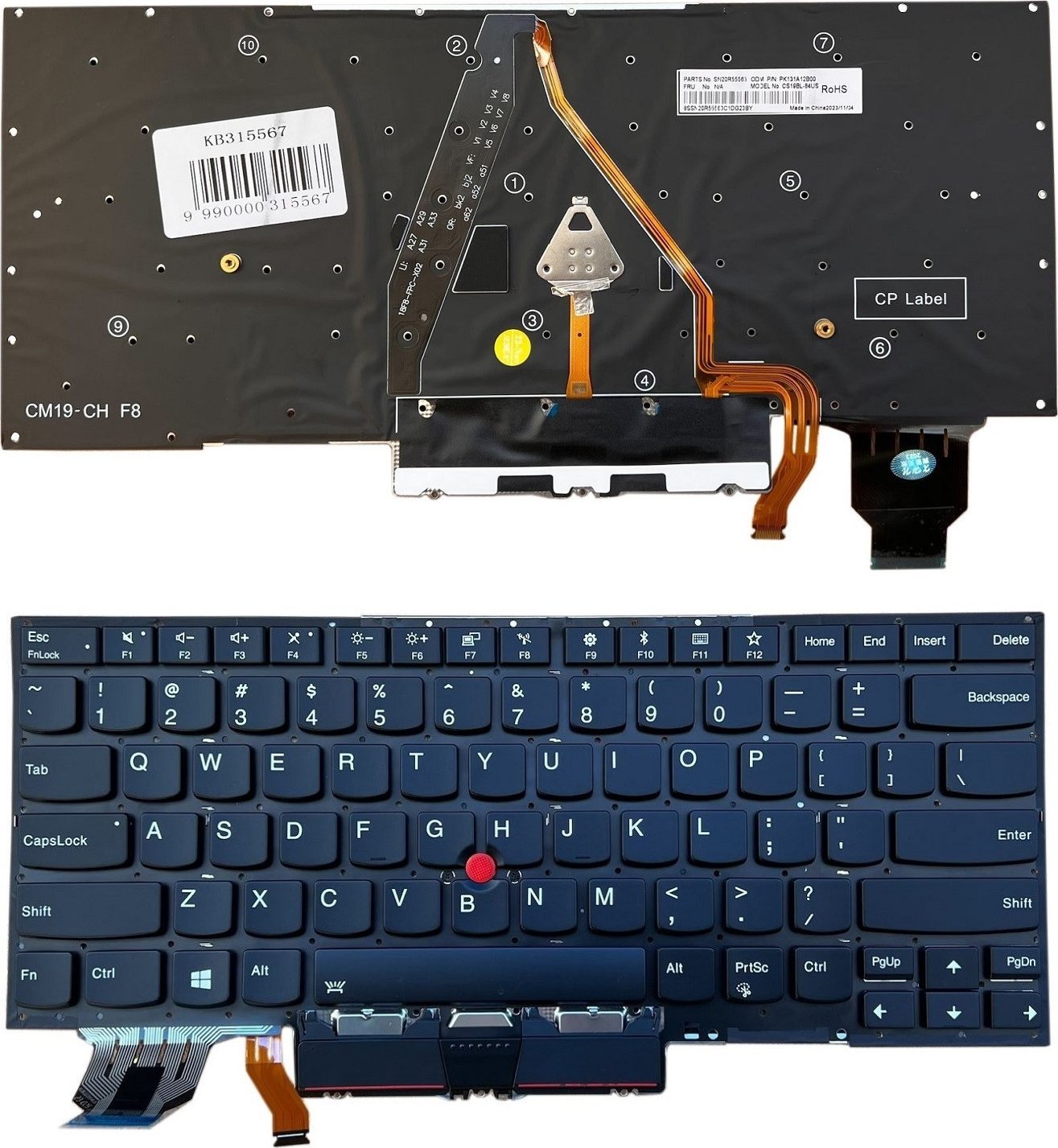Tastierë Lenovo ThinkPad X1 Carbon Gen 7, TrackPoint, me ndriçim, US layout, e zezë