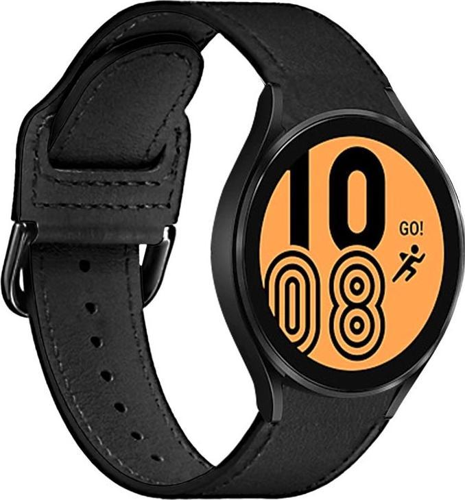 Rrip dore Puro Classic Leather Band për Samsung Galaxy Watch 4 dhe Watch 4 Classic, lëkurë natyrale, i zi