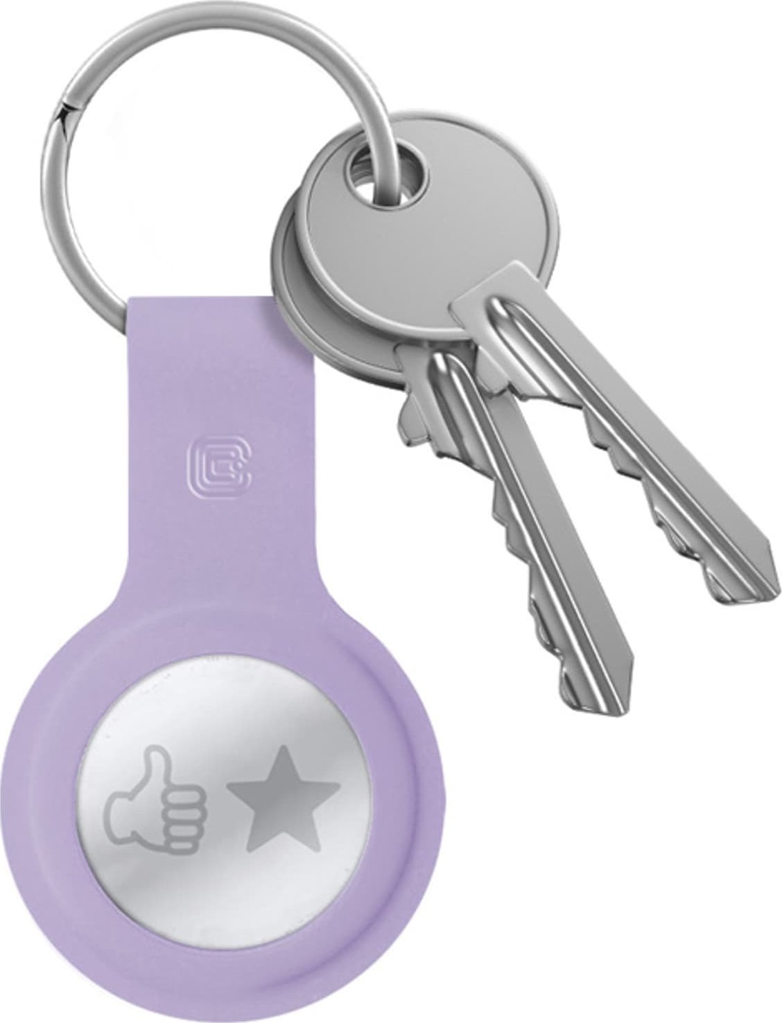 Mbajtëse çelësash Crong Keychain Silicone Case për Apple AirTag, silikon i lëngshëm, me unazë çelësash, vjollcë