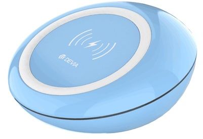 Karikues wireless Devia Fast Inductive Qi, 10W, me dritë LED, blu