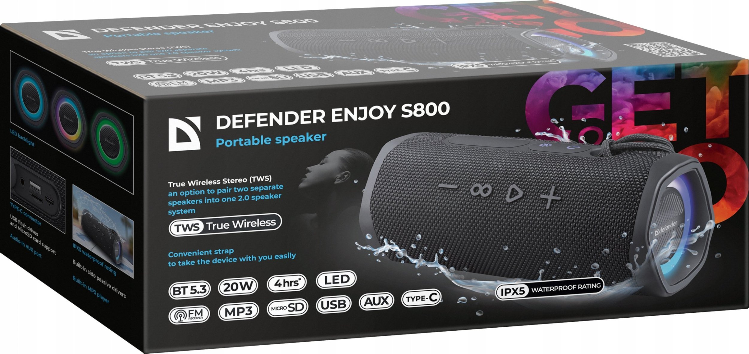 Kaltoparlant Bluetooth Defender Enjoy S800, 20W, portativ, i zi