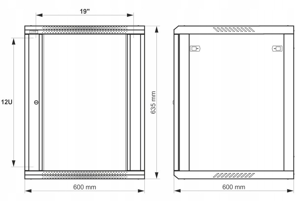Kabinet rack muri Pulsar RWA1266-G, 12U, 600x450, gri