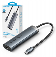 Док USB C Vention 5 во 1, HDMI 4K, 3x USB 3.0, сив