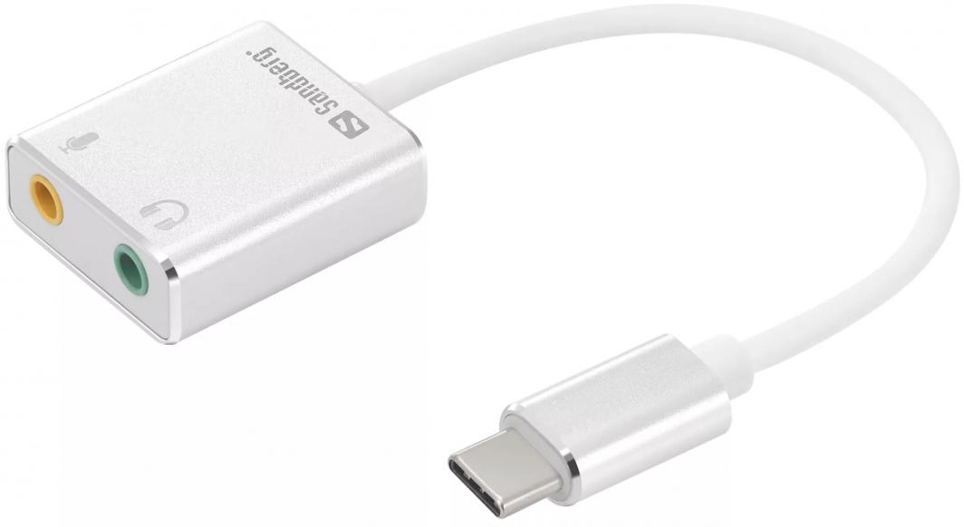 Përshtatës USB-C Sandberg USB-C për Sound Link (136-26), i bardhë