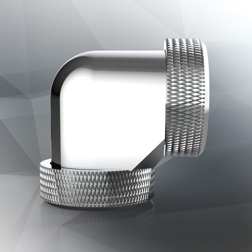 Adapter ftohës për ujë Raijintek Pelias D160906, 16mm, 90°, set 6 copë, argjendi