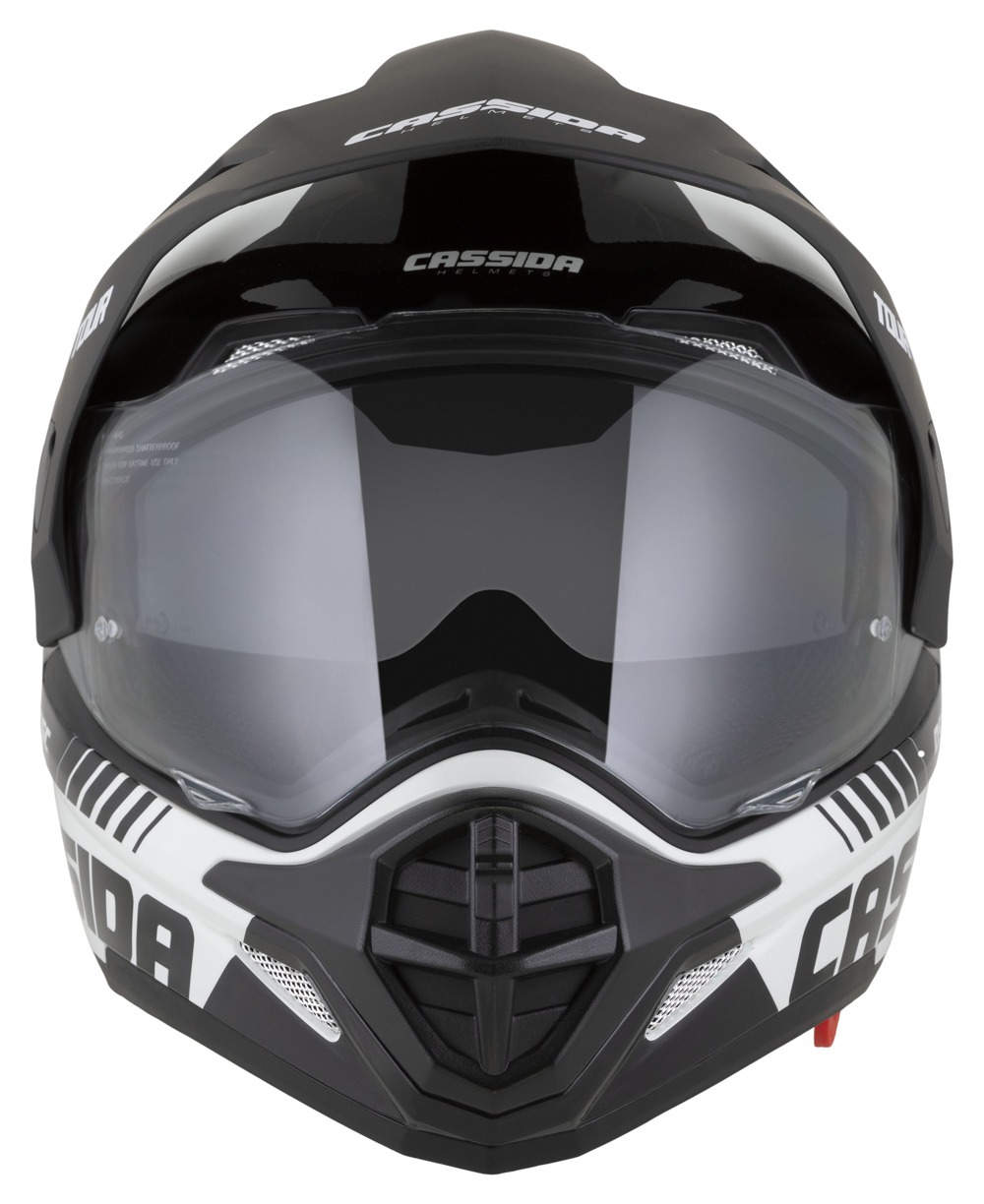 Helmetë moto CASSIDA Tour 2.0 Dual, ECE 22.06, Pinlock ready, e bardhë e zezë