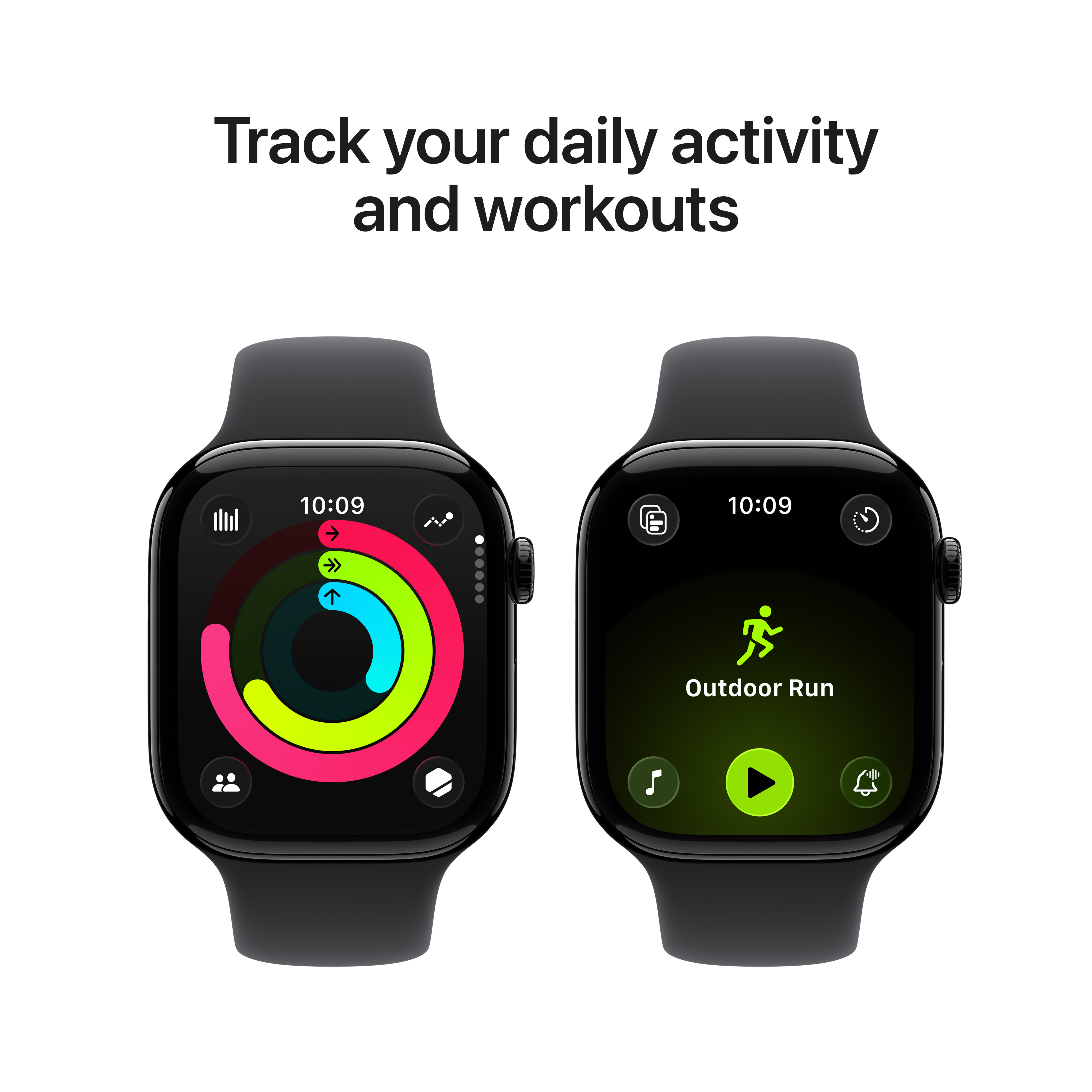 Apple Watch S11 GPS 46mm Jet Black Aluminium Case with Black Sport Band, M/L